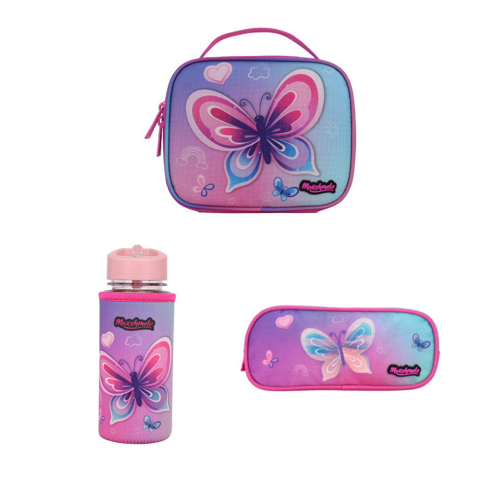 סט 9 ב 1 תיק בית ספר כולל עגלת טרולי דגם פרפר Dramland Deluxe מבית Marshmelo
