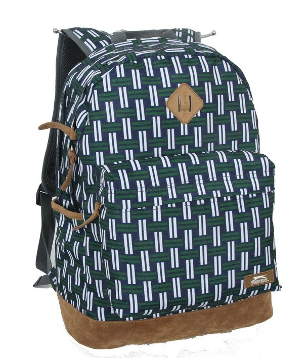 תיק גב מודפס שתי תאים לבית הספר במגוון צבעים SLAZENGER דגם School Backpack