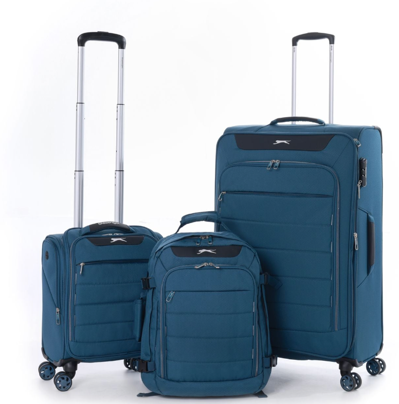 סט מזוודות בד גדולה "28, טרולי "14.5 ותיק עליה למטוס סופר לייט מבית  Slazenger דגם C-lite