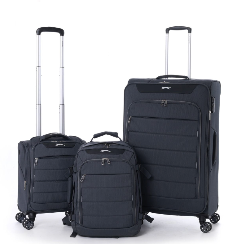 סט מזוודות בד גדולה "28, טרולי "14.5 ותיק עליה למטוס סופר לייט מבית  Slazenger דגם C-lite