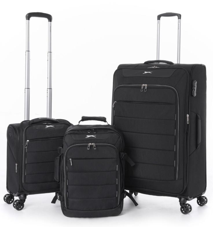 סט מזוודות בד גדולה "28, טרולי "14.5 ותיק עליה למטוס סופר לייט מבית  Slazenger דגם C-lite