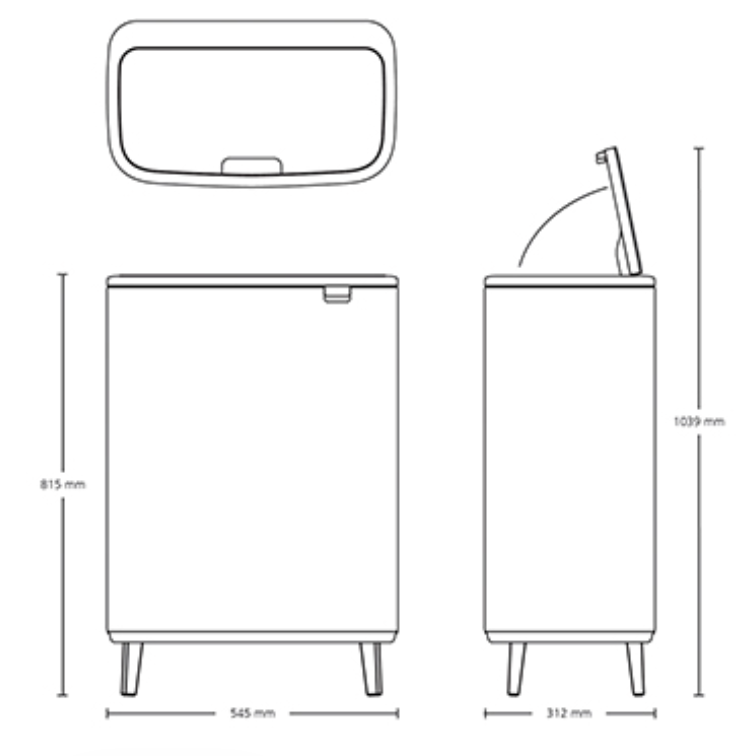 פח למטבח עם פתיחת טאץ׳ 60 ליטר דגם BO מבית המותג Brabantia