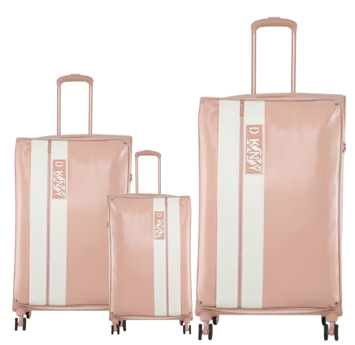 סט 3 מזוודות בד קלות ואופנתיות מבית Donna Karan DKNY דגם INSTINCT 408 ורוד