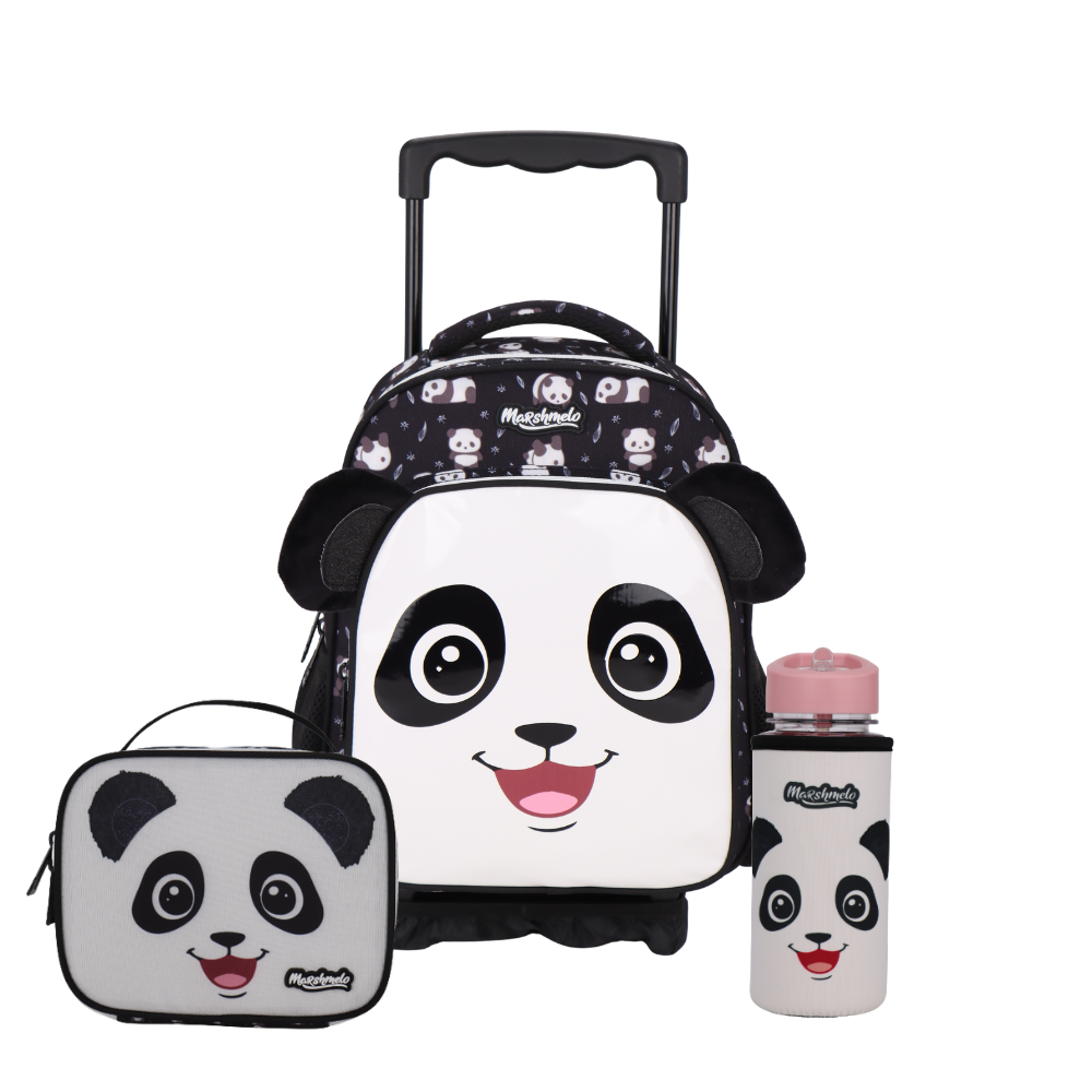 סט תיק גן עם טרולי מובנה 5 ב 1 דגם פנדה מסדרת Dreamland Trolly set מבית Marshmelo