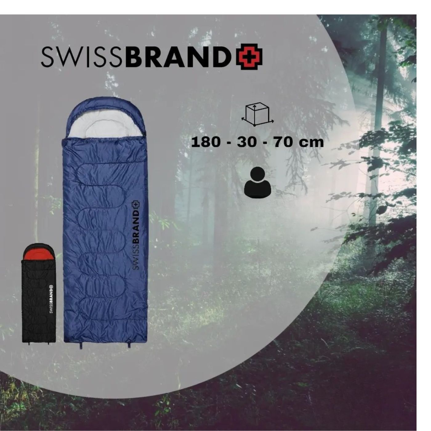 שק שינה קל משקל 3 עונות דגם Hooded מבית המותג SWISSBRAND