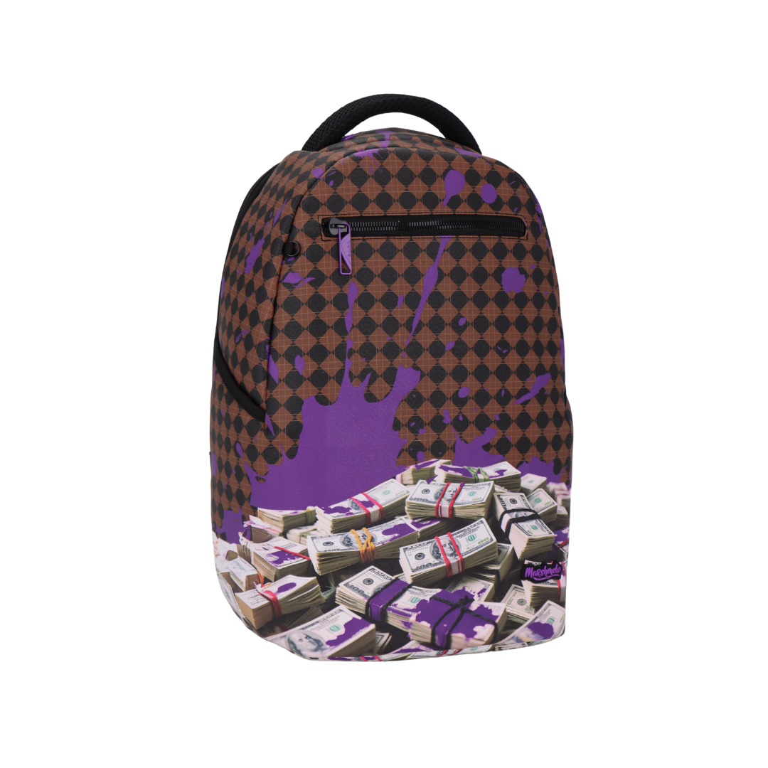 תיק גב מודפס לבית ספר גרפיטי מסדרת hype Collection מבית המותג MARSHMELO דגם Graffiti Dollars Brown
