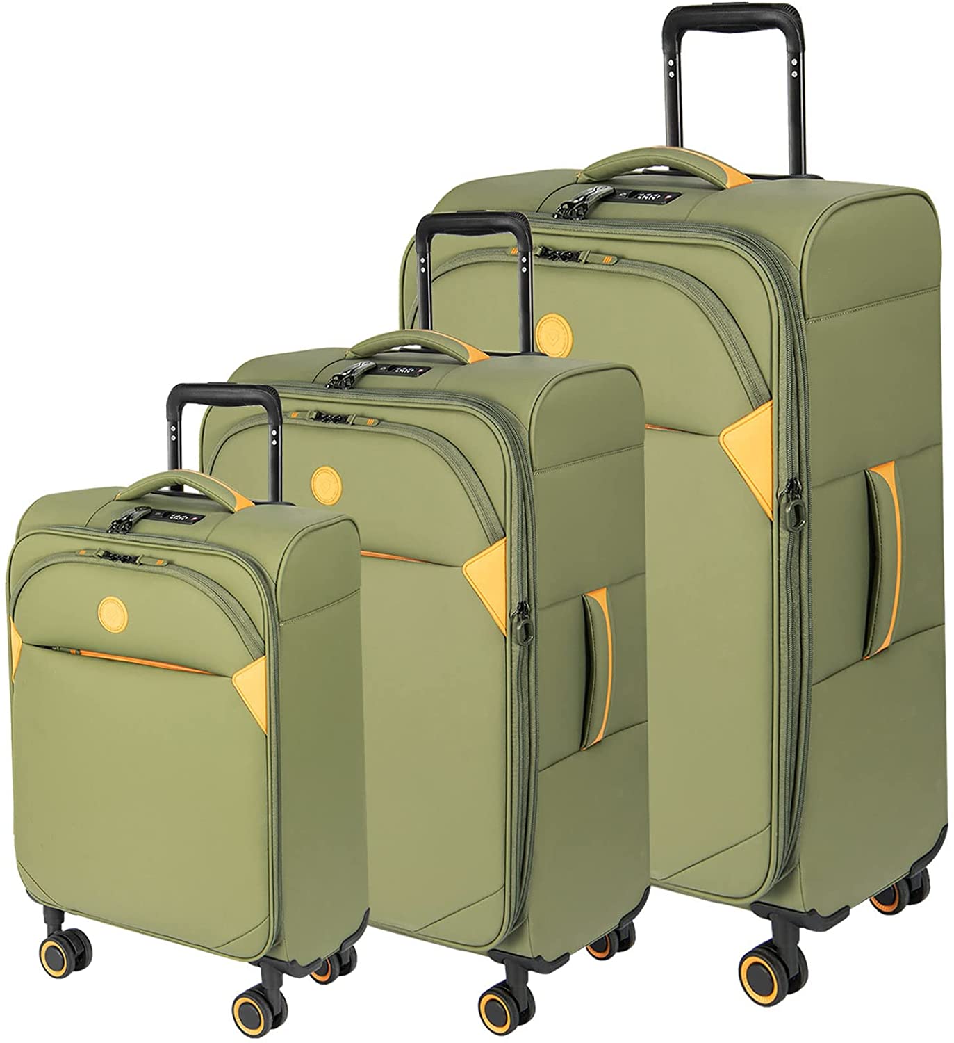 סט 3 מזוודות בד סופר-לייט קלות במיוחד דגם Cambridge מבית היוקרה Verage אנגליה ירוק