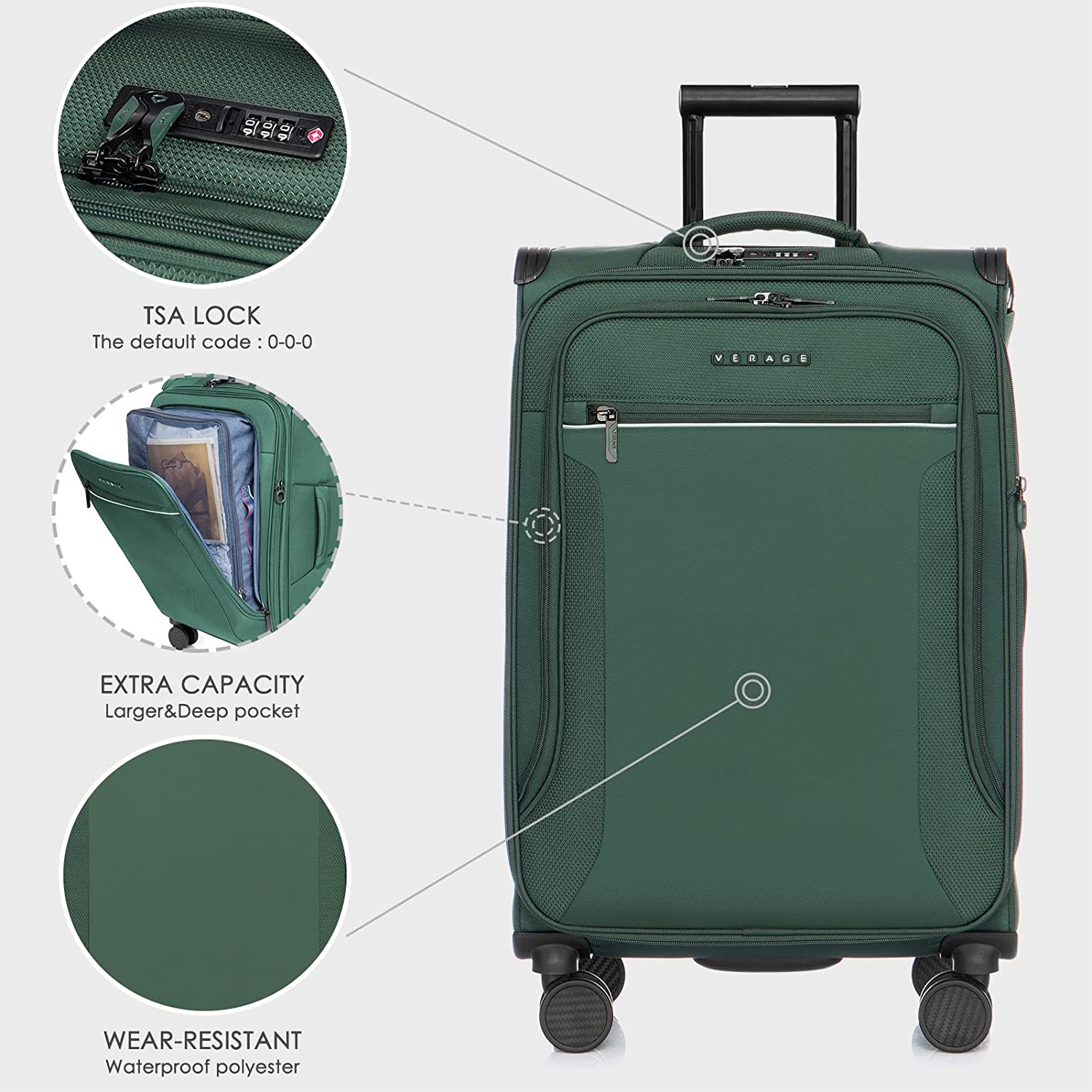 סט 3 מזוודות רכות קלות במיוחד דגם TOLEDO 3 Premium מבית היוקרה Verage אנגליה
