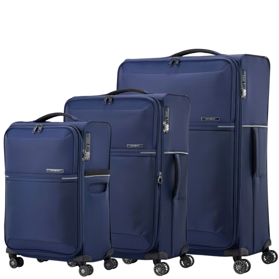 סט שלישיית מזוודות בד פרמיום מתרחבות אולטרא לייט מבית המותג העולמי samonite דגם 73H Spinner