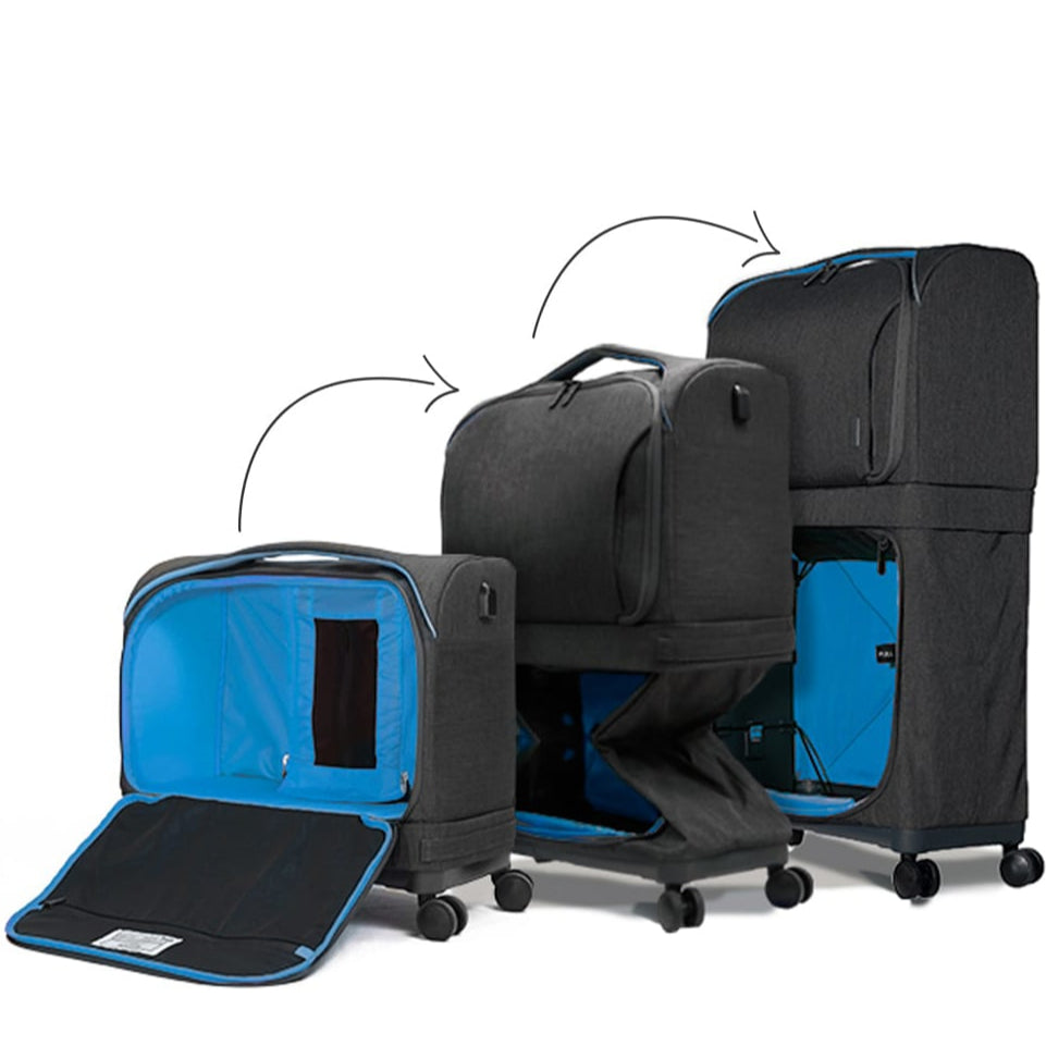 מזוודת טרולי מודולרית מהפכנית פטנט עולמי רשום 2 ב-1 – מזוודה קטנה שהופכת לגדולה Rollux Fugu