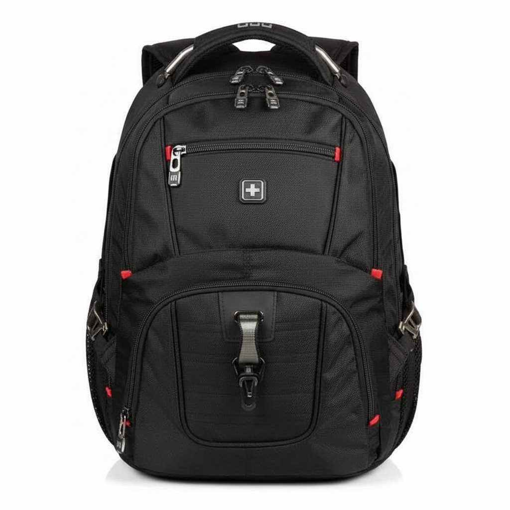 תיק גב שחור - מבט קדמי suisswin