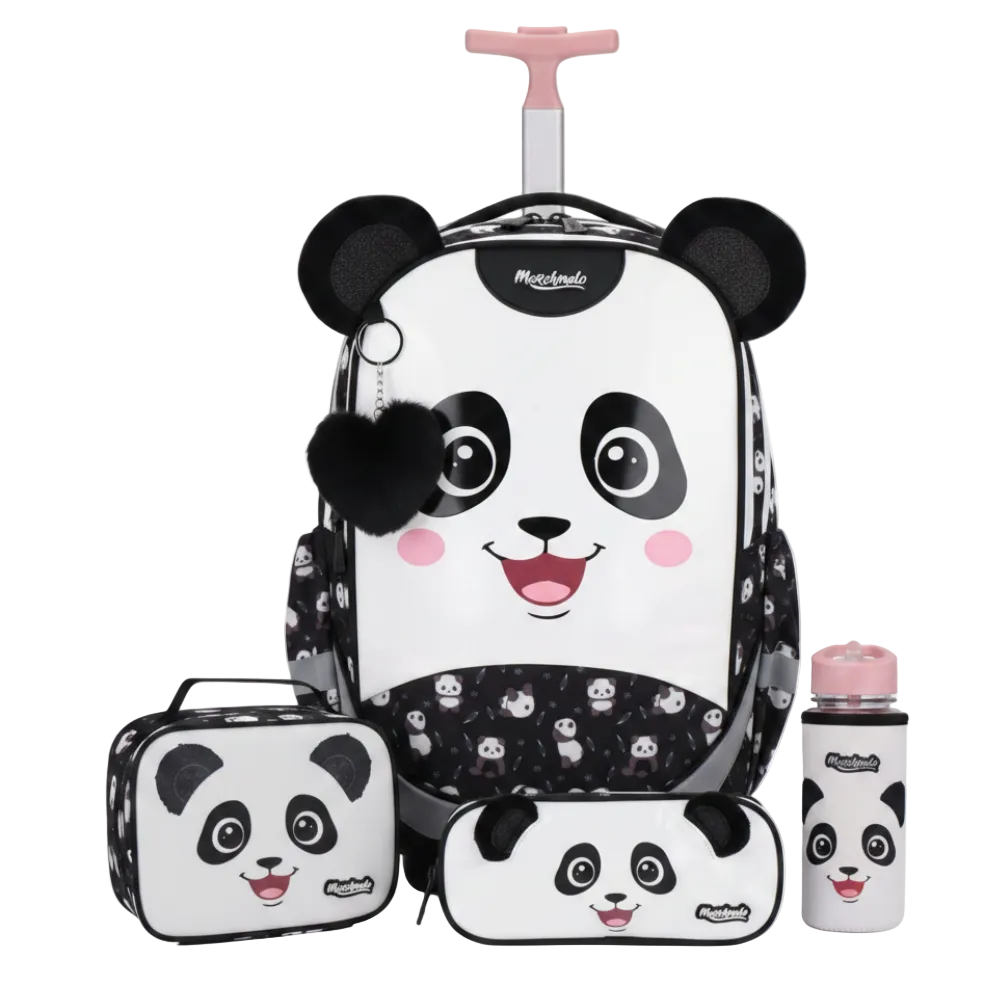 סט 9 ב 1 תיק בית ספר כולל עגלת טרולי דגם פנדה Dramland Deluxe מבית Marshmelo