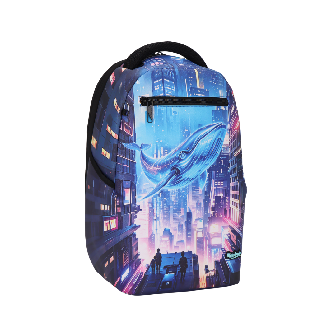 תיק גב גרפיטי מודפס לבית ספר מסדרת hype Collection מבית המותג MARSHMELO דגם Blue Whale