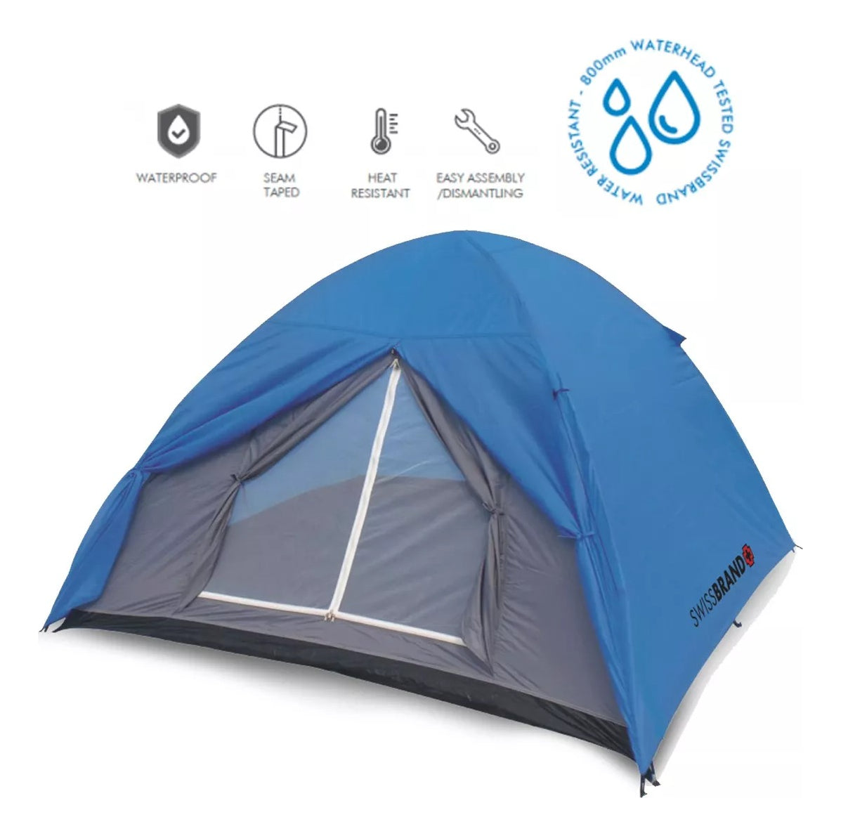 אוהל קמפינג 2 אנשים - 2 עונות מבית SWISSBRAND דגם CLASSIC TENT