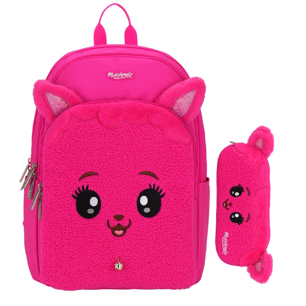תיק בית ספר חצי אורטופדי פרוותי עם קלמר מסדרת Fluffy Pack מבית Marshmelo