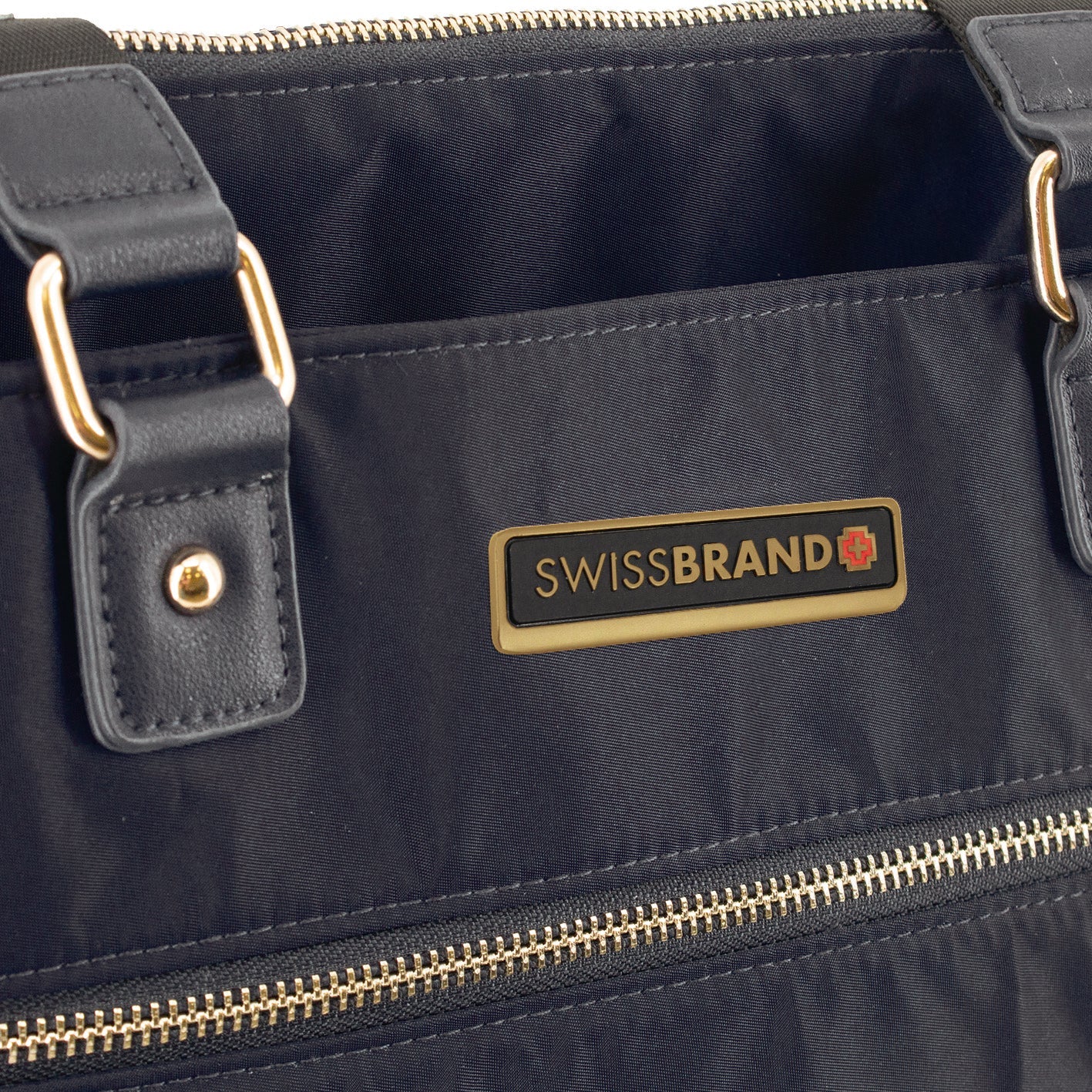 תיק יד אלגנטי הכולל רצועת הלבשה על מזוודת טרולי מבית המותג השוויצרי SwissBrand  דגם Granada Handbag
