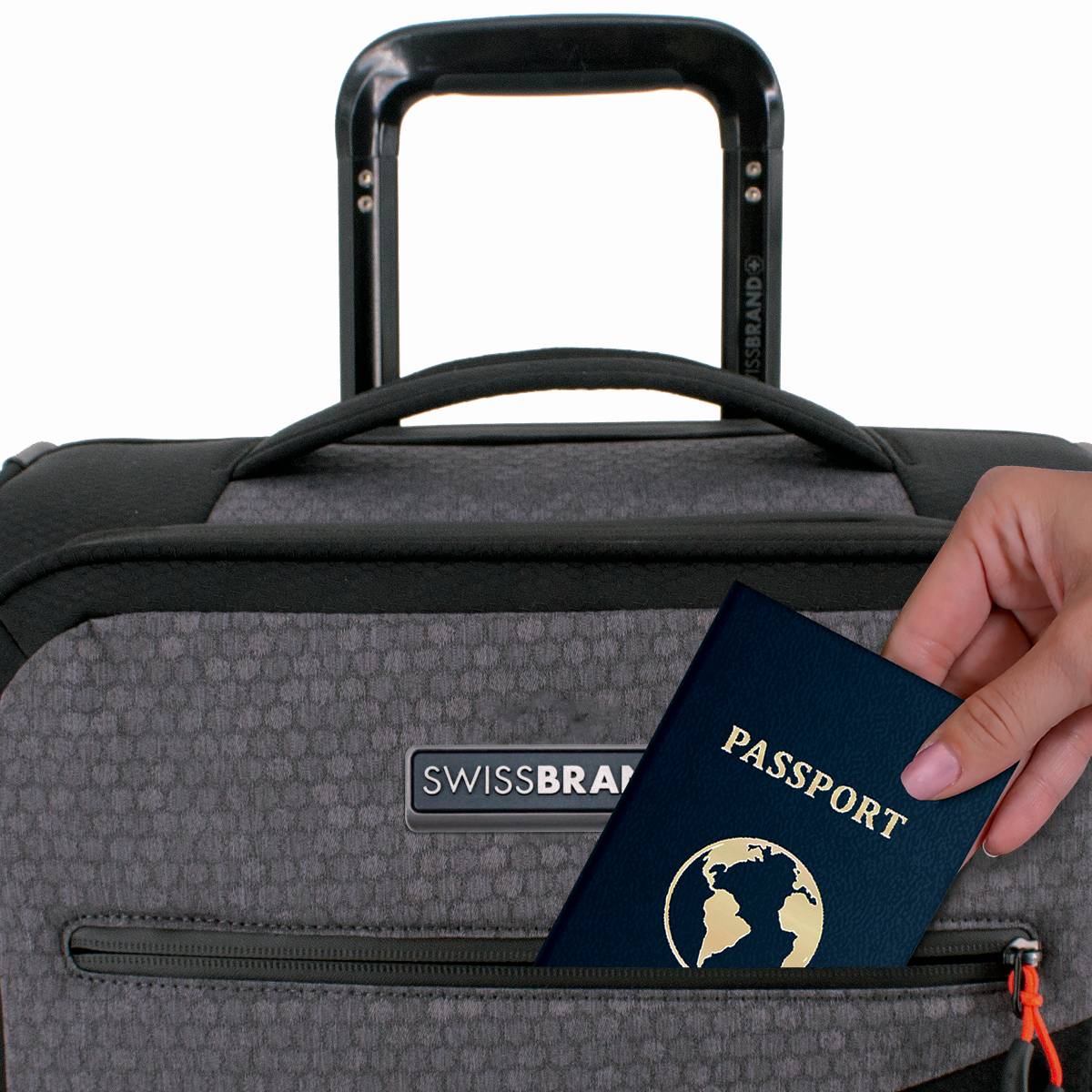 ✮מותג שוויצרי מקורי✮ מזוודה בינונית 24" בד סופר חזק ריפסטופ (בד מצנחים) קלה מבית המותג השוויצרי SwissBrand דגם HEXA