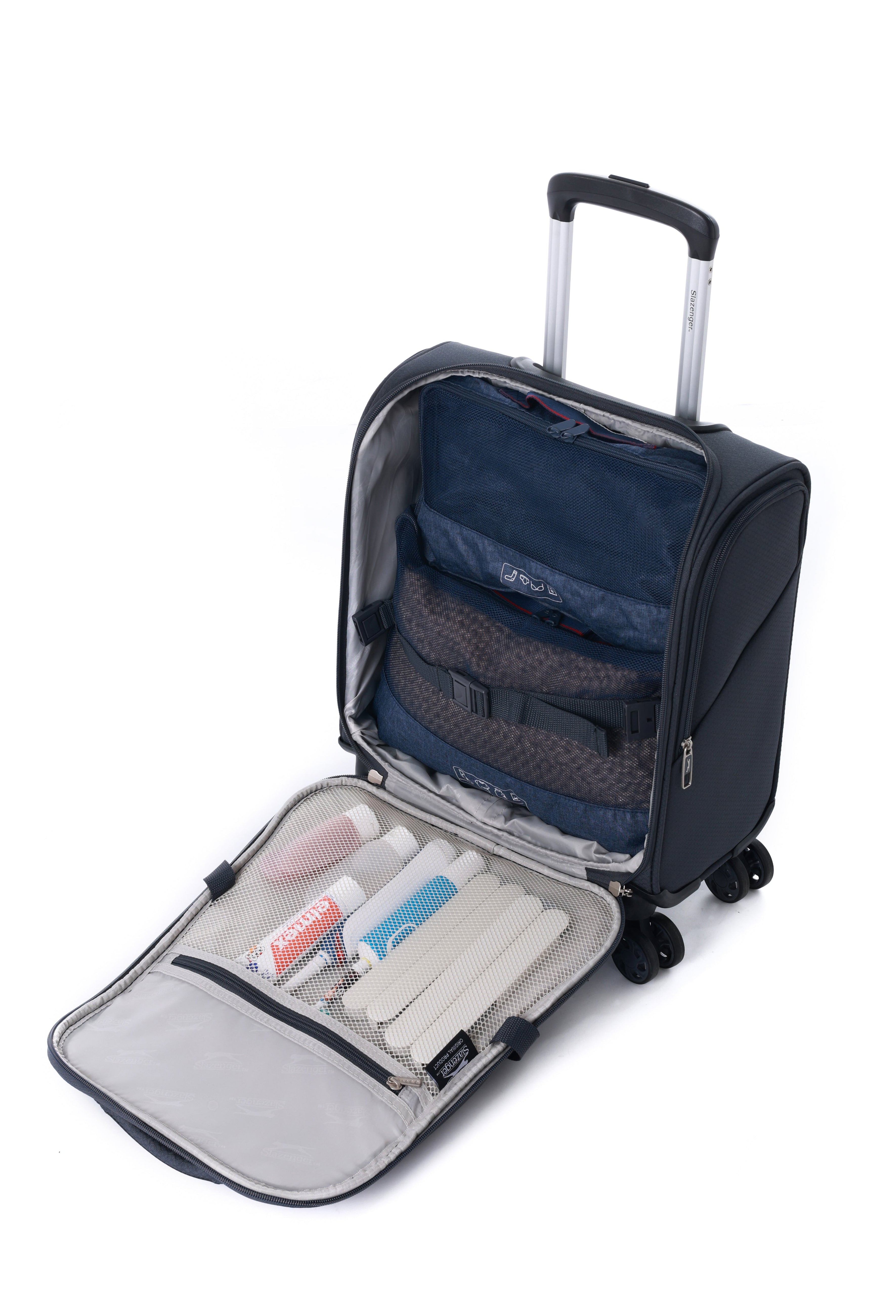 סט מזוודות בד גדולה "28, טרולי "14.5 ותיק עליה למטוס סופר לייט מבית  Slazenger דגם C-lite