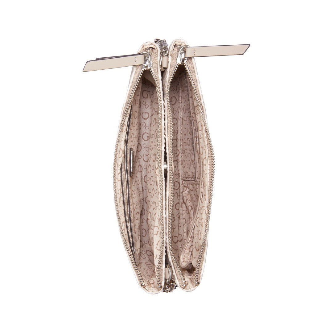 תיק צד אלגנטי דגם TIDEWOOD MINI DOUBLE ZIP CROSS מבית מותג האופנה העולמי GUESS