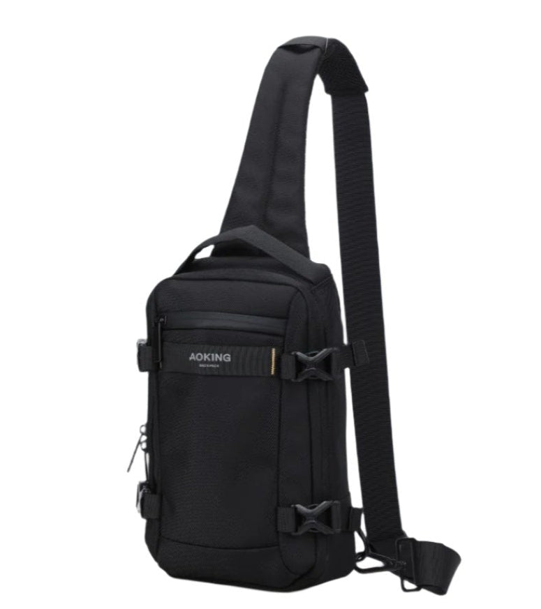 תיק צד / אכף שחור לגבר עם רצועה מתכווננת מבית AOKING דגם SY3081