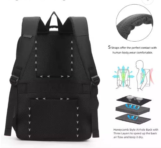 תיק גב עסקי קל משקל ללפטופ 15.6" מבית המותג AOKING עם טעינת USB