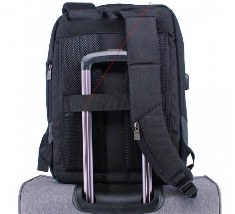 תיק גב עסקי פונקציונלי ללפטופ 15.6" הכולל שקע USB מבית SwissBrand דגם BRADFORD