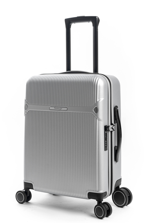 מזוודה קטנה טרולי 20" עליה למטוס קשיחה פרימיום מבית היוקרה SLAZENGER דגם MILANO המפואר צבע כסוף