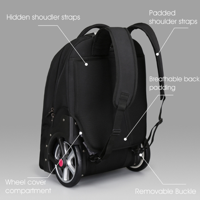 תיק טרולי על גלגלים גדולים ללפטופ 15.6" מבית AOKING דגם Heavy Duty