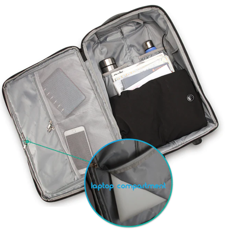 תיק טרולי הכולל שקע USB על גלגלים גדולים ללפטופ 17" מבית AOKING דגם Heavy Duty Rain