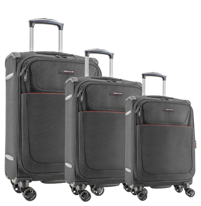 ✮מותג שוויצרי מקורי✮ סט 3 מזוודות בד חזק במיוחד מבית המותג השוויצרי SwissBrand דגם Fairview