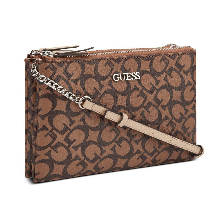 תיק צד אלגנטי דגם TIDEWOOD MINI DOUBLE ZIP CROSS מבית מותג האופנה העולמי GUESS