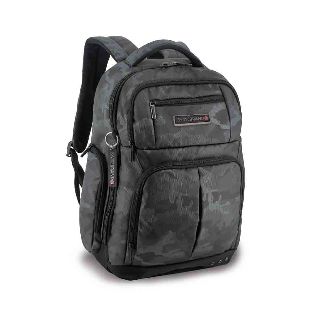תיק גב לנייד צבע אפור 15.6" מבית המותג השוויצרי SwissBrand דגם Wembley