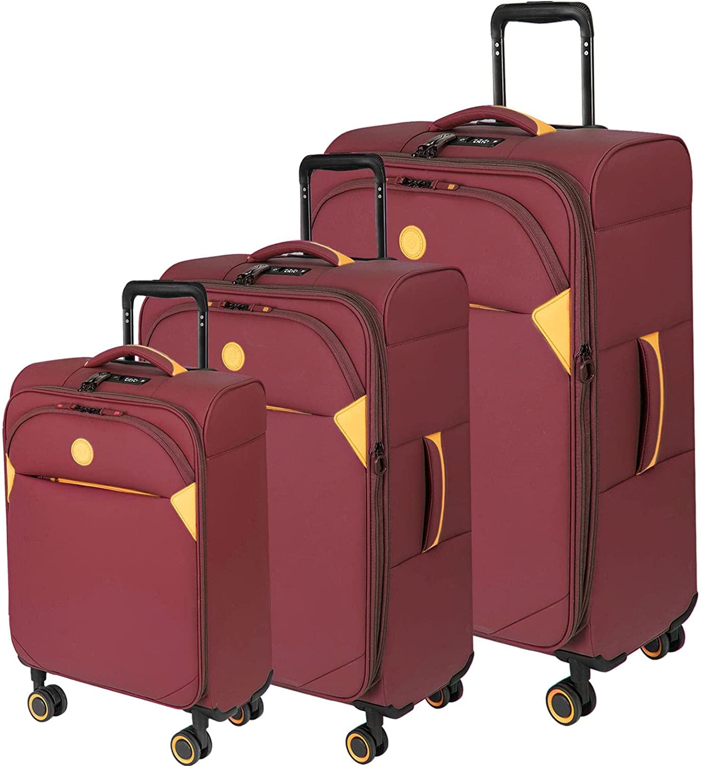 סט 3 מזוודות בד סופר-לייט קלות במיוחד דגם Cambridge מבית היוקרה Verage אנגליה אדום