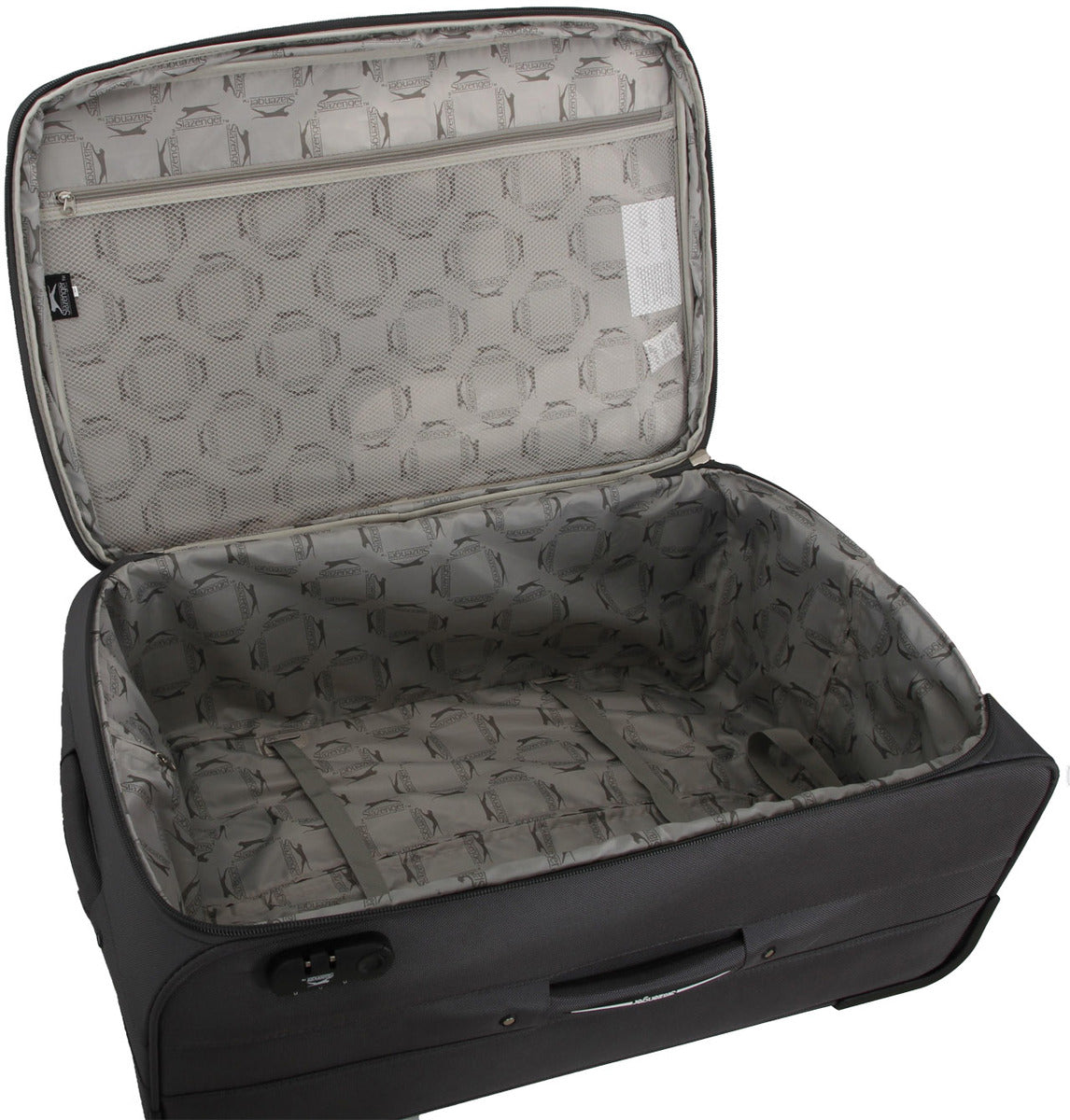 מזוודה בד 2 גלגלים 32" גדולה במיוחד XXL דגם LINCOLN JUMBO 747 מבית היוקרה Slazenger פתוחה