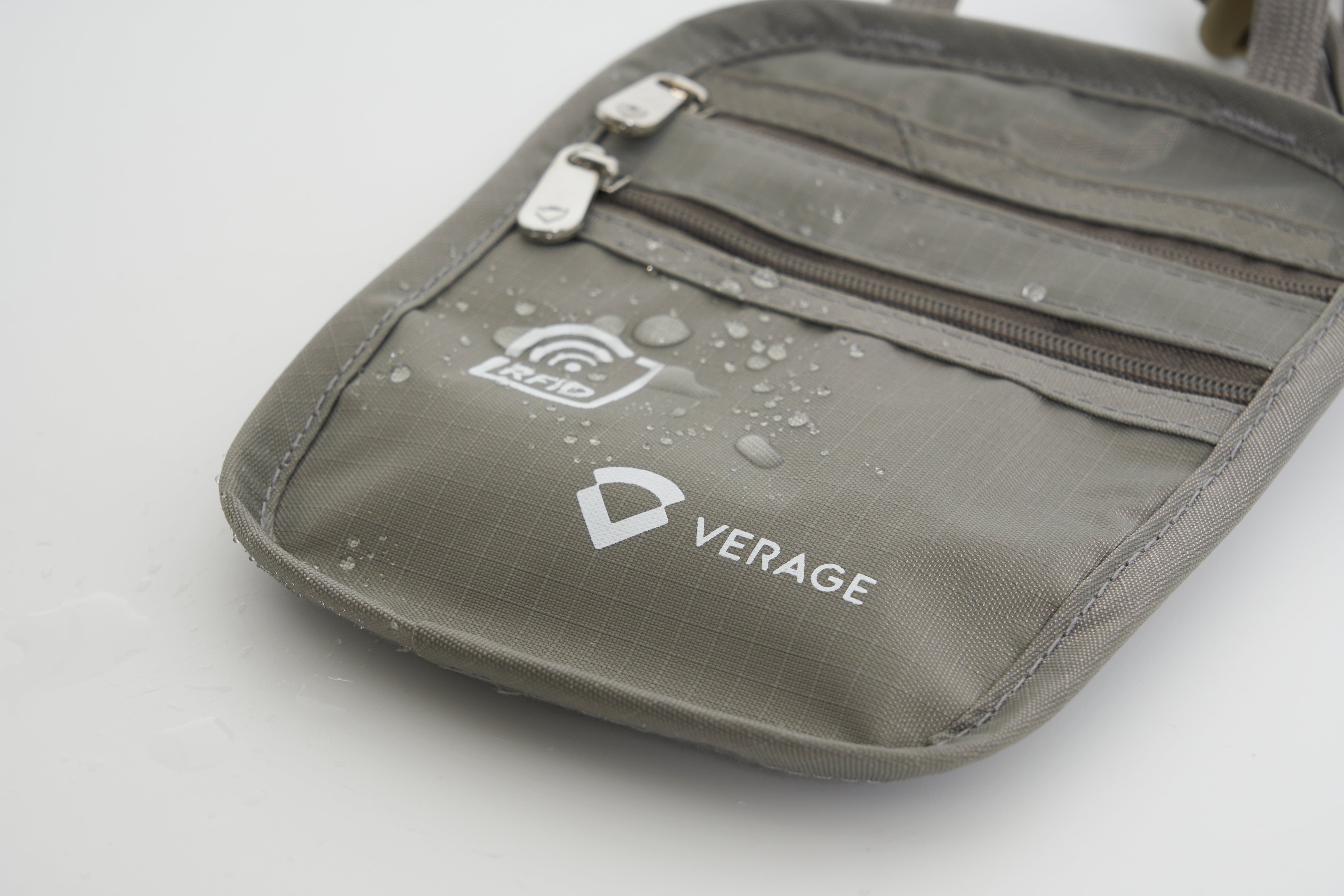 פאוץ' לנסיעות על הצוואר מבית VERAGE הכולל הגנת RFID בעל שני תאים הנסגרים ע"י רוכסנים