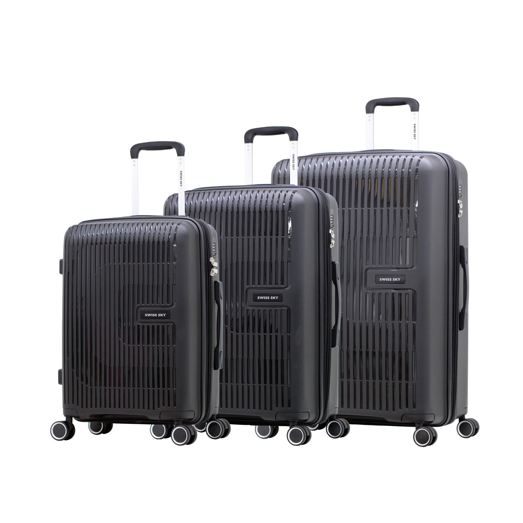 SWISS SKY סט 3 מזוודות קשיחות בלתי שבירות דגם VOYAGER מבית המותג היוקרתי