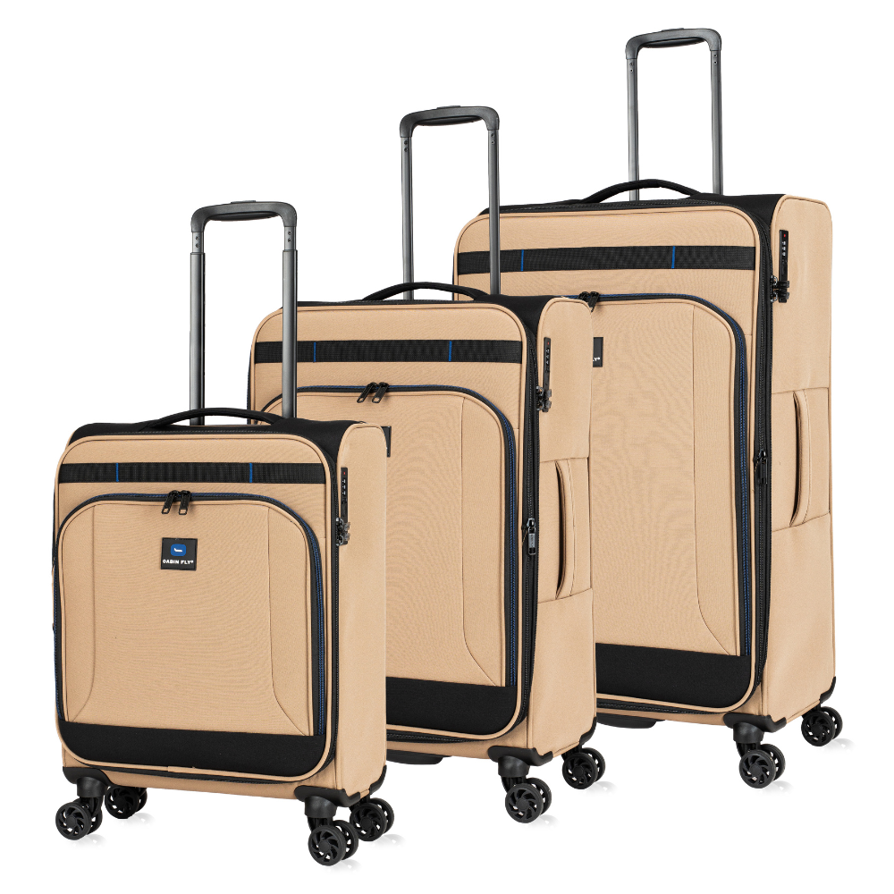 סט מזוודות בד מתרחבות אולטרא לייט ״28+״24+״20 מבית המותג ®CABIN FLY דגם SkyLite