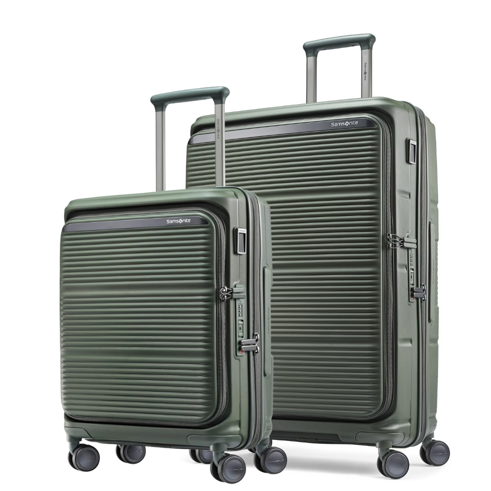 זוג מזוודות קשיחות פרימיום עם פתיחה כפולה דגם Paralux Spinner מבית המותג העולמי Samsonite