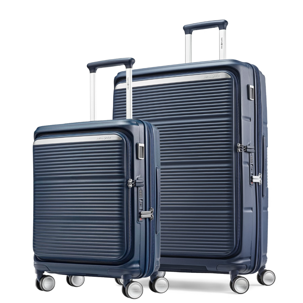 זוג מזוודות קשיחות פרימיום עם פתיחה כפולה דגם Paralux Spinner מבית המותג העולמי Samsonite