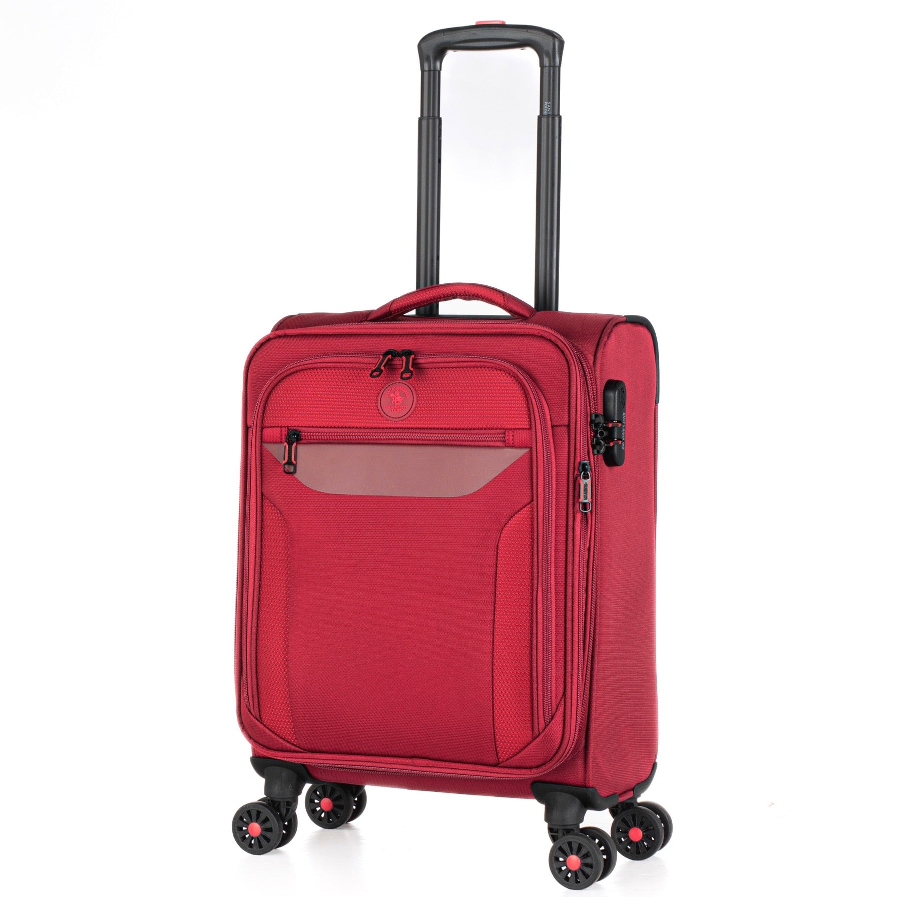 מזוודה בד טרולי עליה למטוס 19" מתרחבת בעיצוב קלאסי יוקרתי מבית POLO דגם ATLANTA 2.0 אדום 