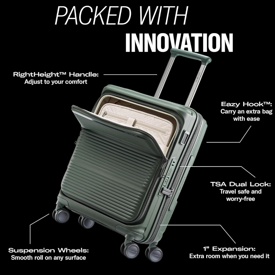 זוג מזוודות קשיחות פרימיום עם פתיחה כפולה דגם Paralux Spinner מבית המותג העולמי Samsonite