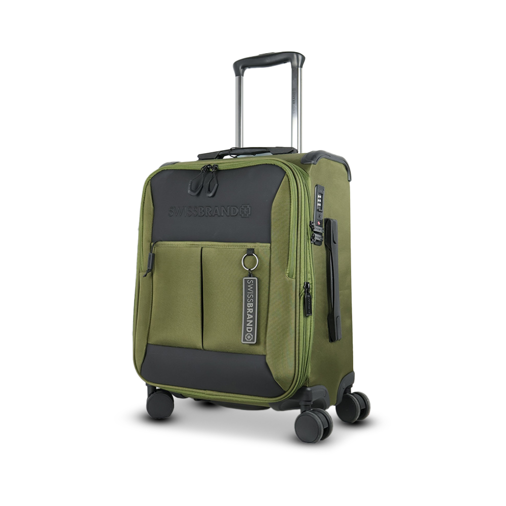 מזוודת טרולי עליה למטוס ״20 בד מתרחבת איכותית דגם Aura מבית המותג השוויצרי SwissBrand