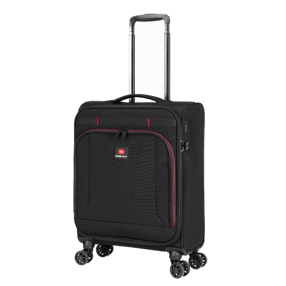 מזוודת טרולי עליה למטוס בד מתרחבת אולטרא לייט ״20 מבית המותג ®CABIN FLY דגם SkyLite צבע שחור