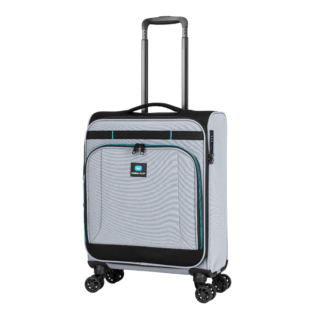 מזוודת טרולי עליה למטוס בד מתרחבת אולטרא לייט ״20 מבית המותג ®CABIN FLY דגם SkyLite צבע אפור