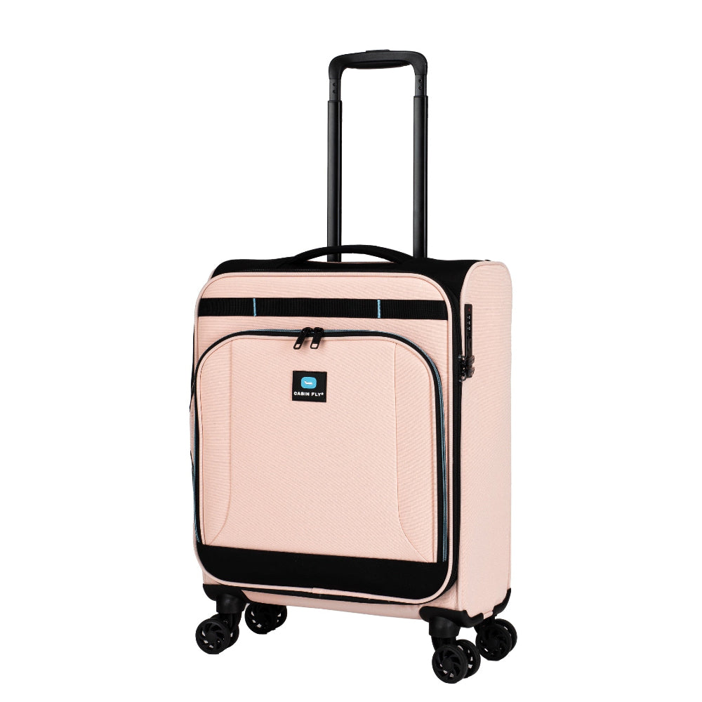 מזוודת טרולי עליה למטוס בד מתרחבת אולטרא לייט ״20 מבית המותג ®CABIN FLY דגם SkyLite צבע ורוד