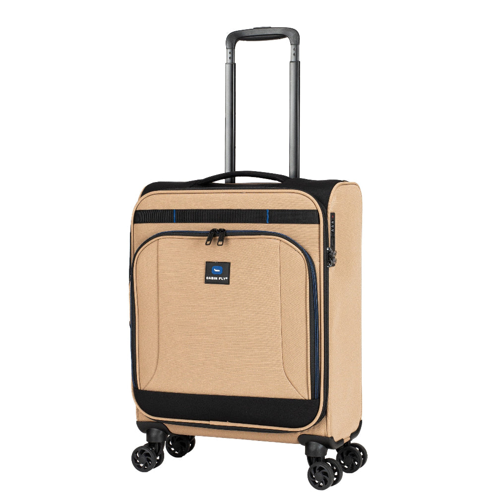 מזוודת טרולי עליה למטוס בד מתרחבת אולטרא לייט ״20 מבית המותג ®CABIN FLY דגם SkyLite צבע בז׳