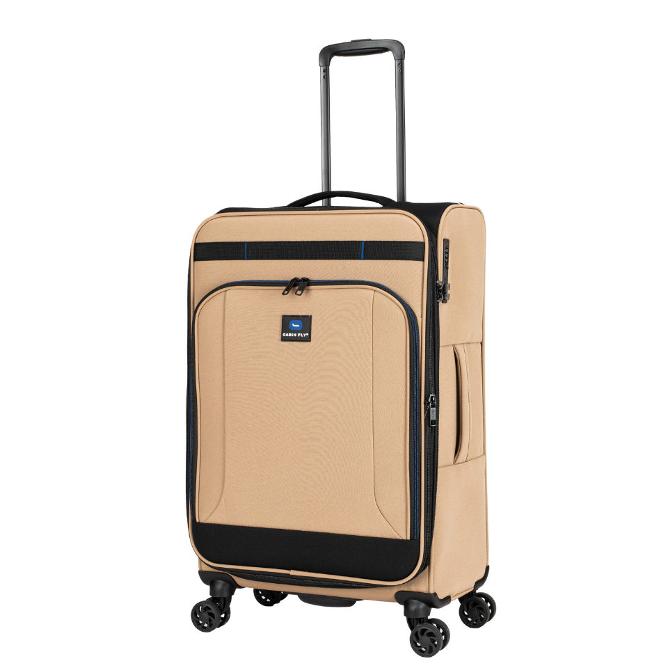 מזוודה בינונית בד מתרחבת אולטרא לייט ״24 מבית המותג ®CABIN FLY דגם SkyLite צבע בז׳