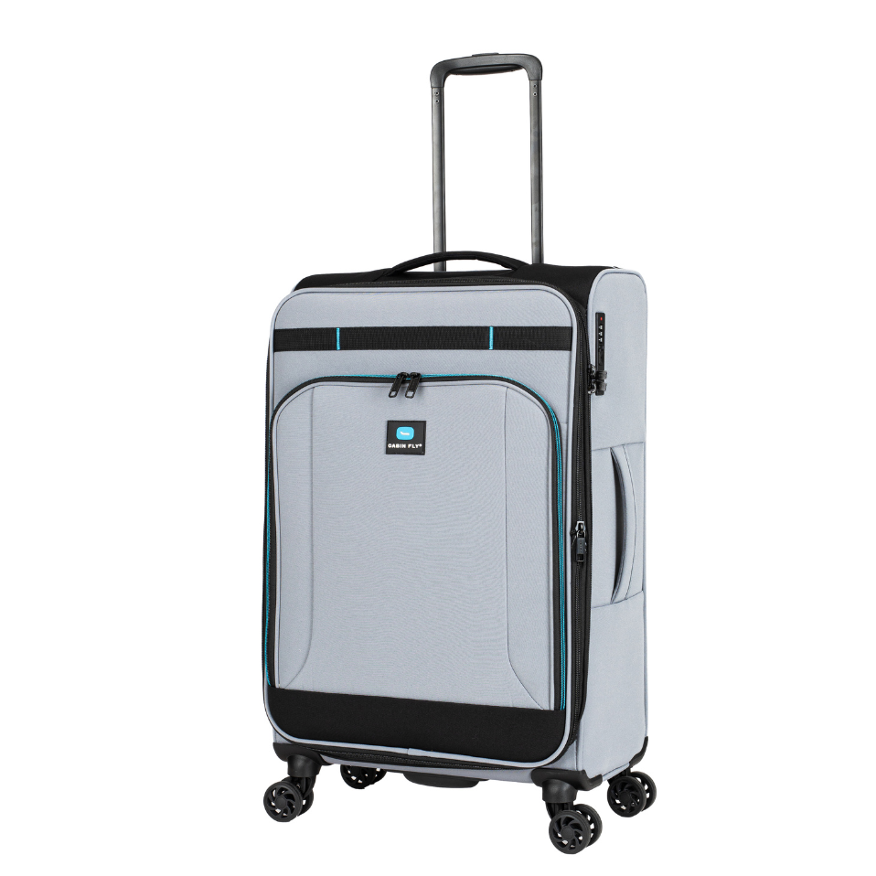 מזוודה בינונית בד מתרחבת אולטרא לייט ״24 מבית המותג ®CABIN FLY דגם SkyLite צבע אפור 