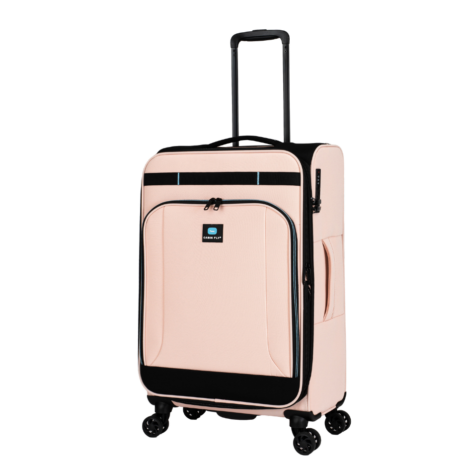 מזוודה בינונית בד מתרחבת אולטרא לייט ״24 מבית המותג ®CABIN FLY דגם SkyLite צבע ורוד
