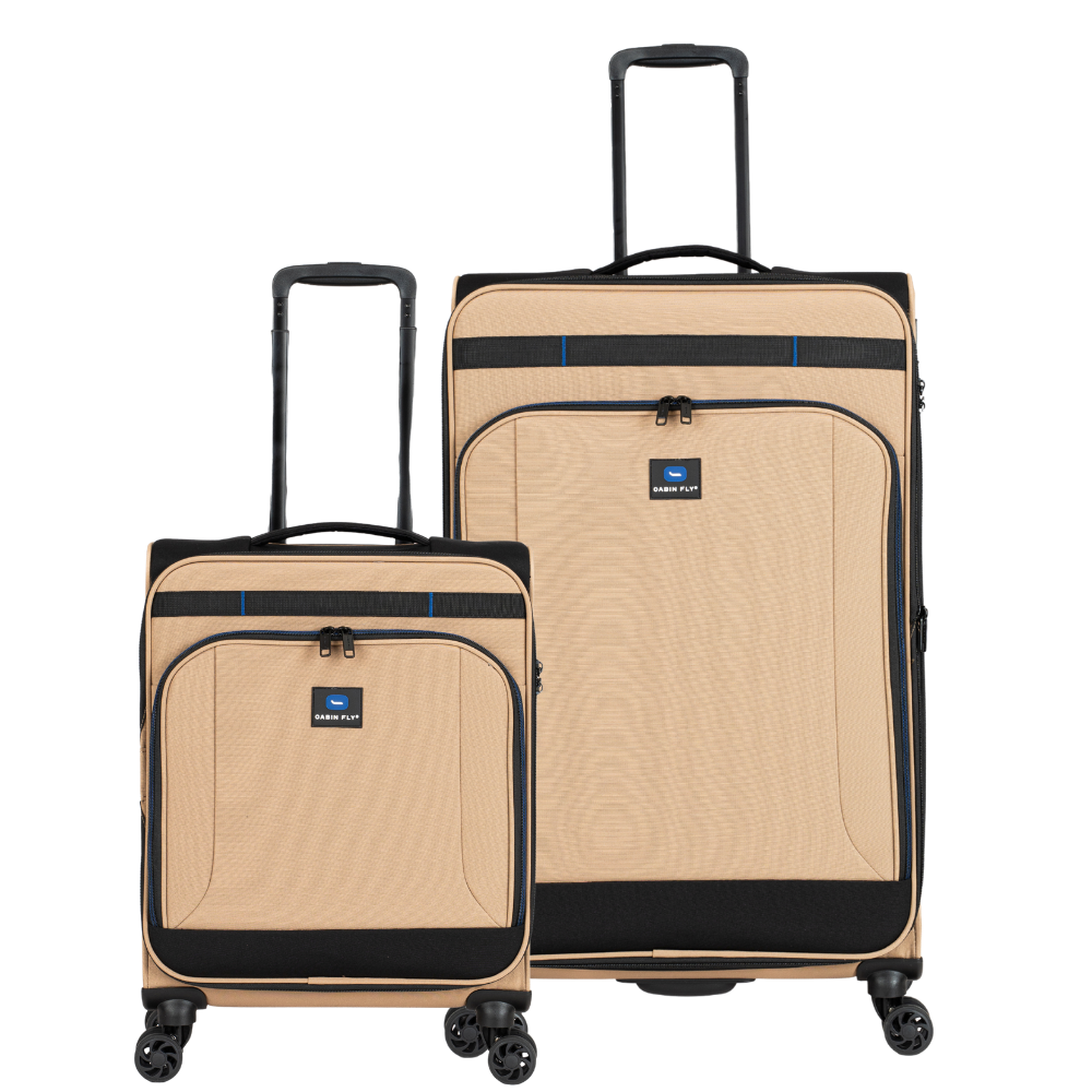 זוג מזוודות בד גדולה וטרולי עליה למטוס ״28 + ״20 מתרחבות אולטרא לייט מבית המותג ®CABIN FLY דגם SkyLite
